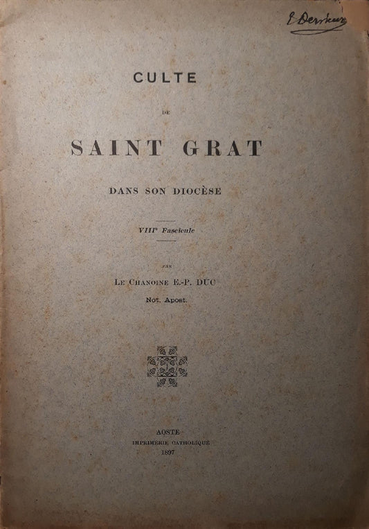 Culte de Saint Grat dans son diocèse (VIII fascicule) - copertina