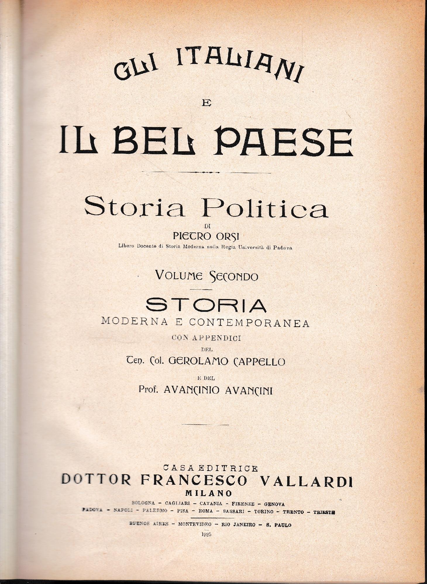 Gli italiani e il bel paese. Storia Politica. Vol. secondo - copertina