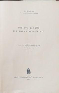 Diritto Romano e riforma degli studi - copertina