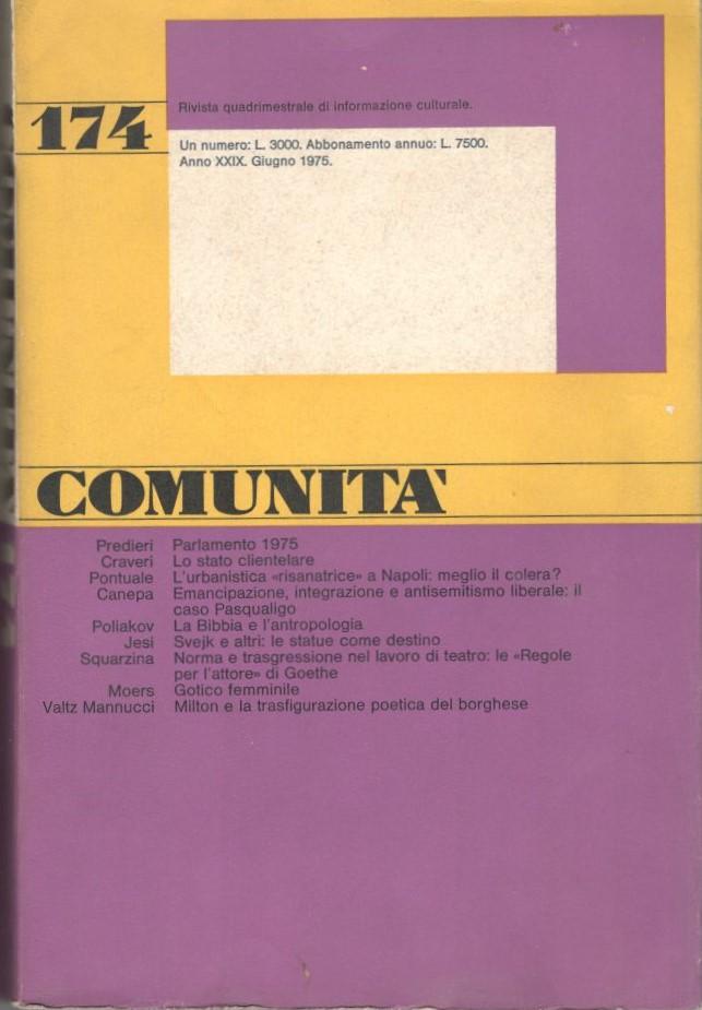Comunità 174 Rivista di informazione culturale fondata da Adriano Olivetti, anno XXIX - copertina
