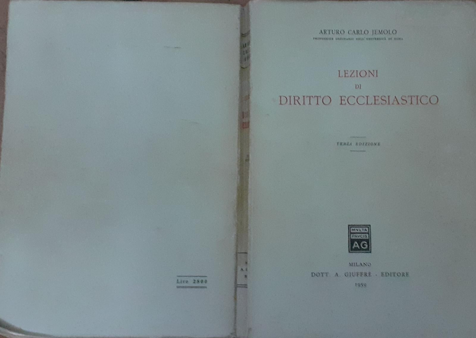 Lezioni di diritto ecclesiastico - copertina
