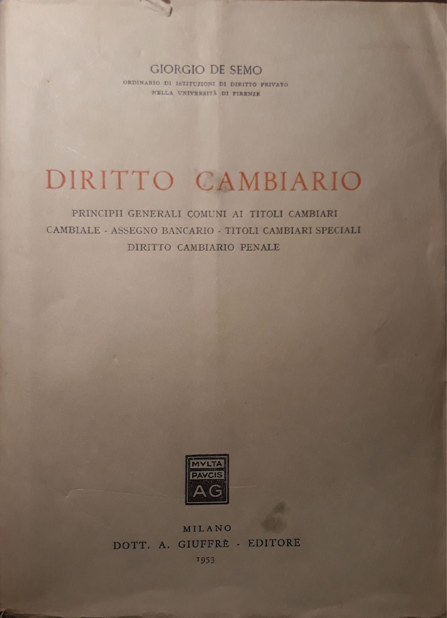 Diritto cambiario - copertina