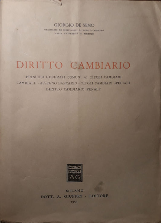 Diritto cambiario - copertina