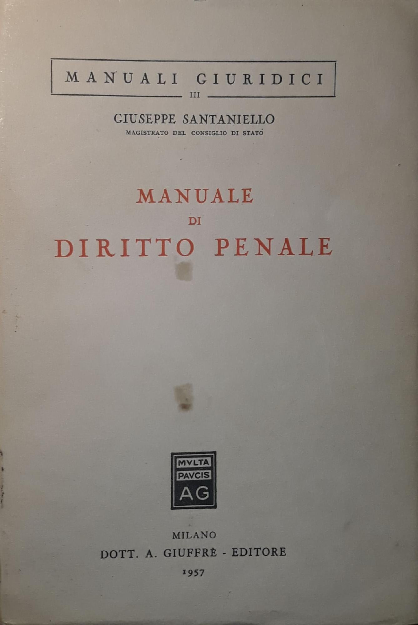 Manuale di diritto penale - copertina