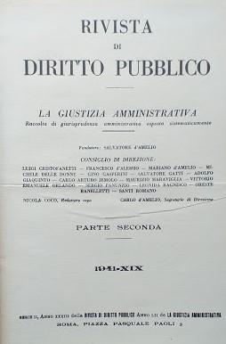 Rivista di Diritto Pubblico. La Giustizia Amministrativa. Parte seconda, 1941 - copertina