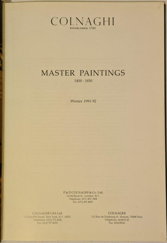 Colnaghi. Master paintings 1400-1850 (Winter1991-92) - copertina