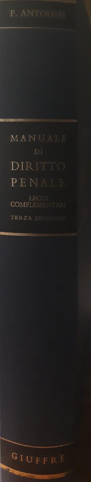 Manuale di diritto penale: leggi complementari - copertina
