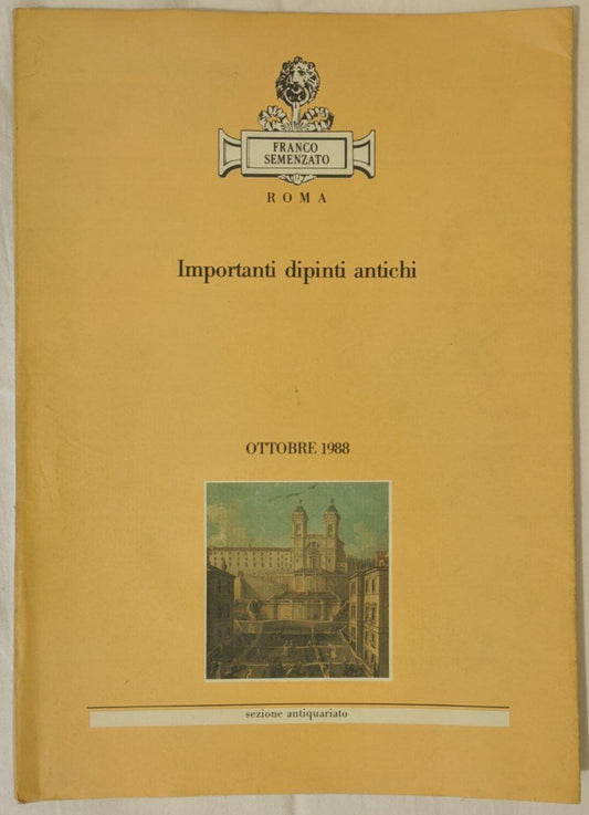 Importanti dipinti antichi (asta 7 ottobre 1988) - copertina