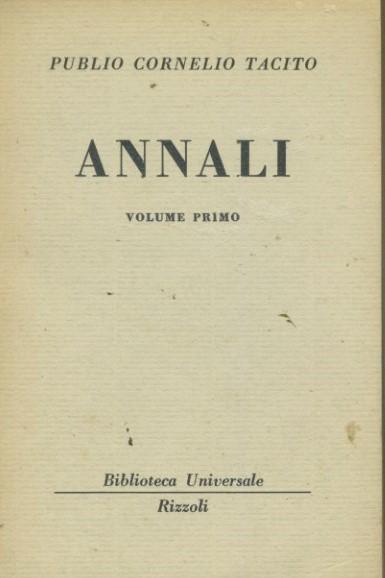 Annali. Volume primo - copertina
