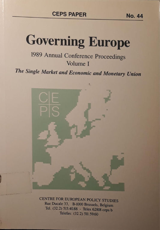 Governing Europe: Volume I - the single market and economic and monetary union -  n.44 - copertina