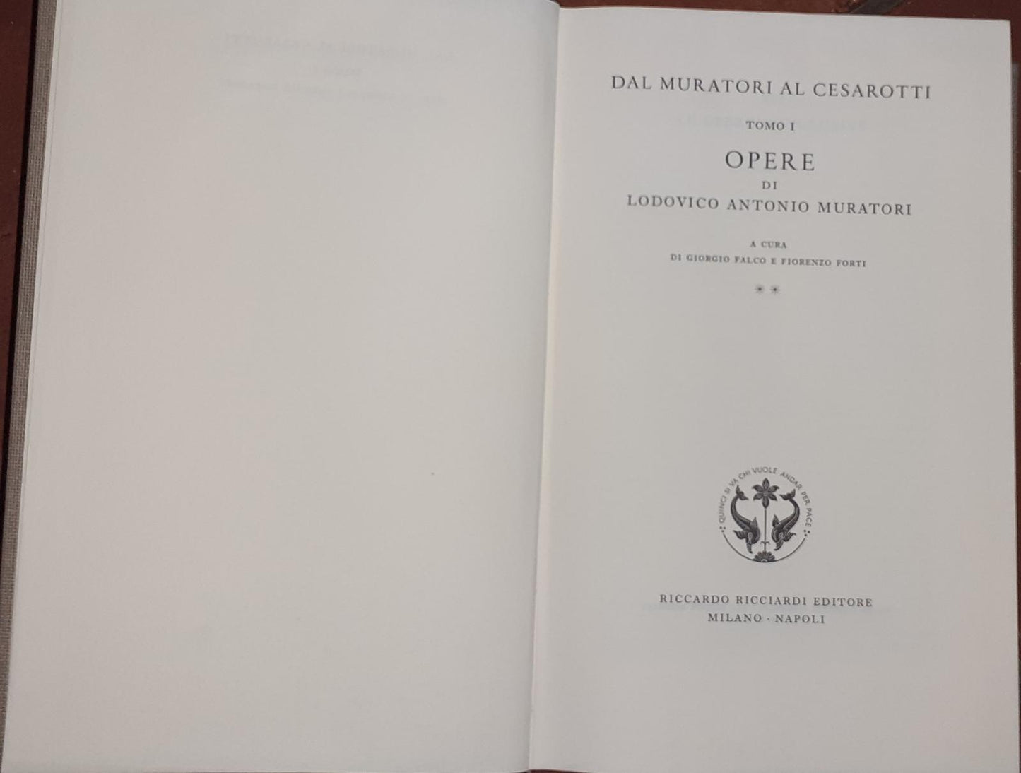 Dal muratori al Cesarotti Tomo I opere di Ludovico Antonio Muratori - copertina