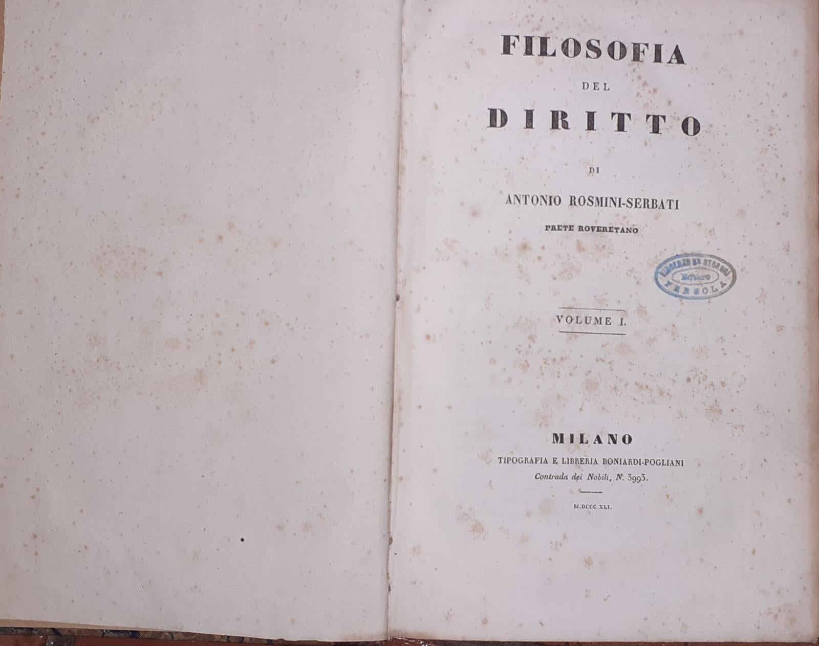 Filosofia del diritto. Volume I - copertina