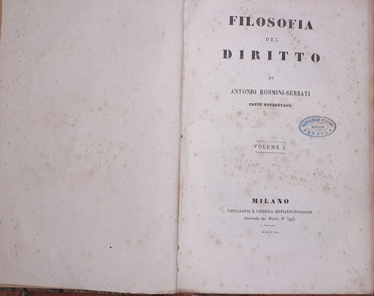 Filosofia del diritto. Volume I - copertina