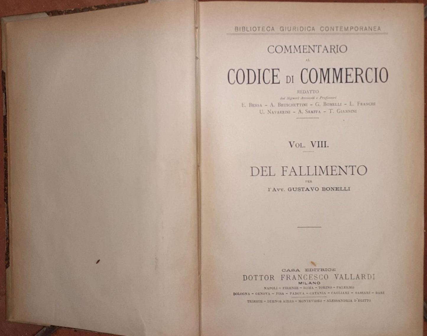 Commentario al Codice di Commercio Vol. VIII - copertina