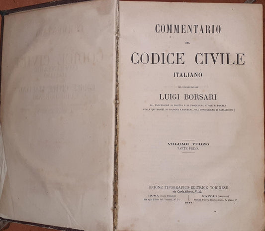 Commentario del codice civile italiano. Volume terzo parte prima - copertina