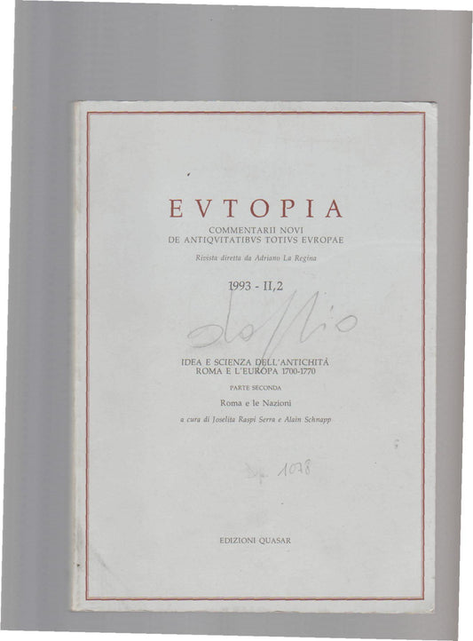 EUTOPIA. COMMENTARII NOVI DE ANTIQUITATIBUS TOTIUS EUROPAE. 1993 - II, 2. Parte seconda: Roma e le Nazioni - copertina