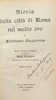 Stroia della città di Roma nel  medio evo, primo volume - copertina