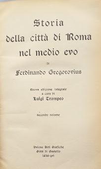 Storia della città di Roma nel medio evo, secondo volume - copertina