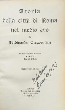 Storia della città di Roma nel medio evo, dodicesimo volume - copertina