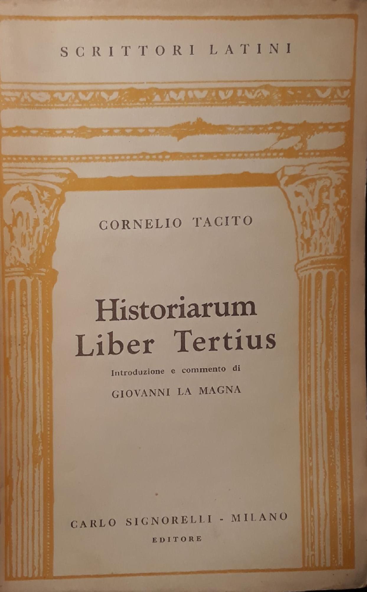 Historiarum Liber Tertius - copertina