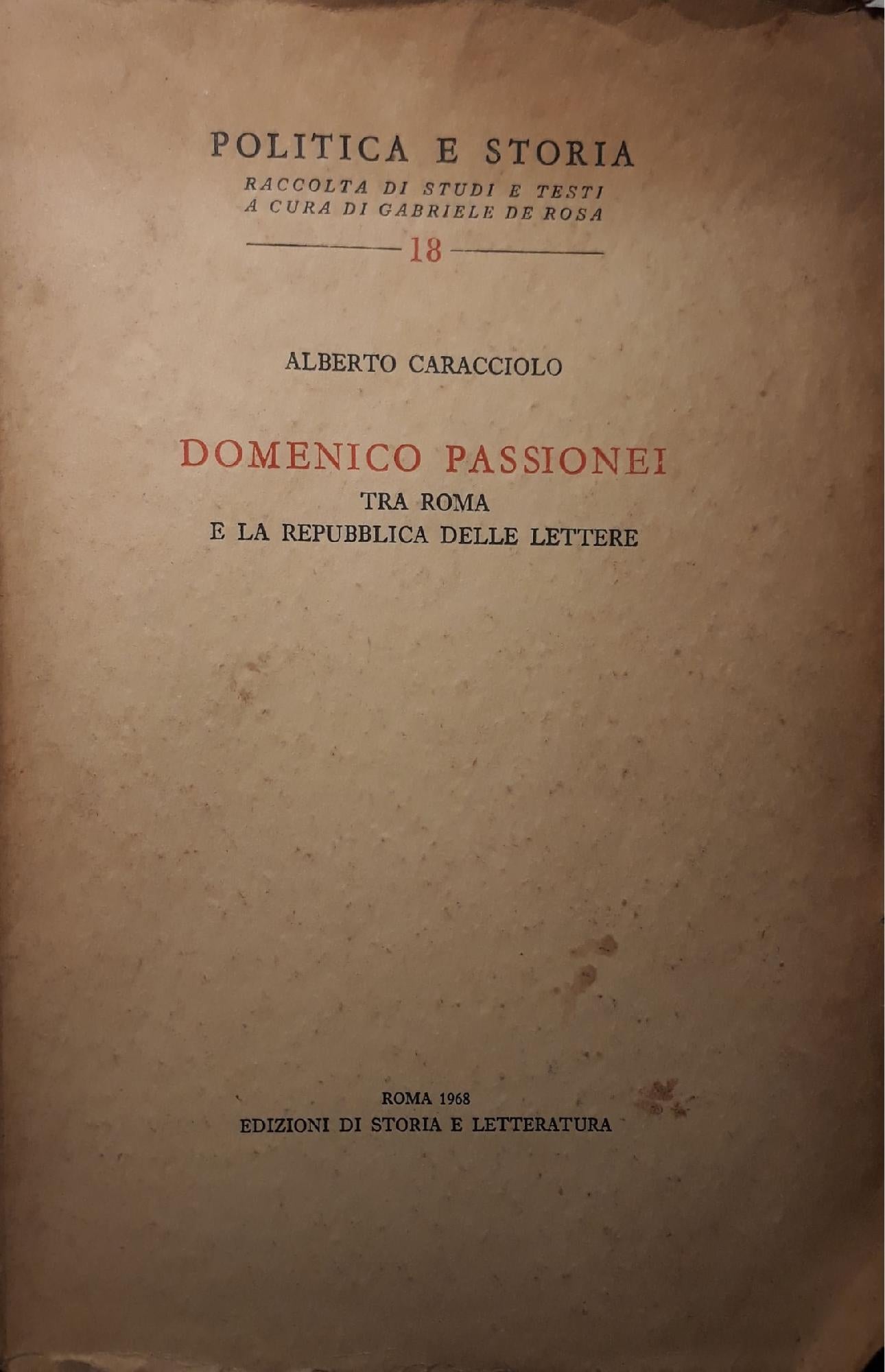Domenico Passionei - tra Roma e la repubblica delle lettere - copertina