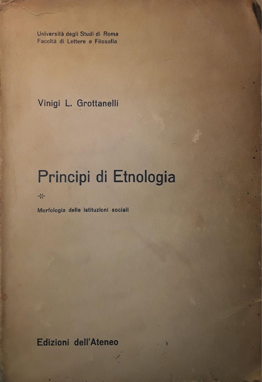 Principi di Etnologia (morfologia delle istituzioni sociali) - copertina