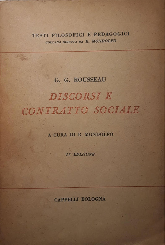 Discorsi e contratto sociale: a cura di R. Mondolfo - copertina