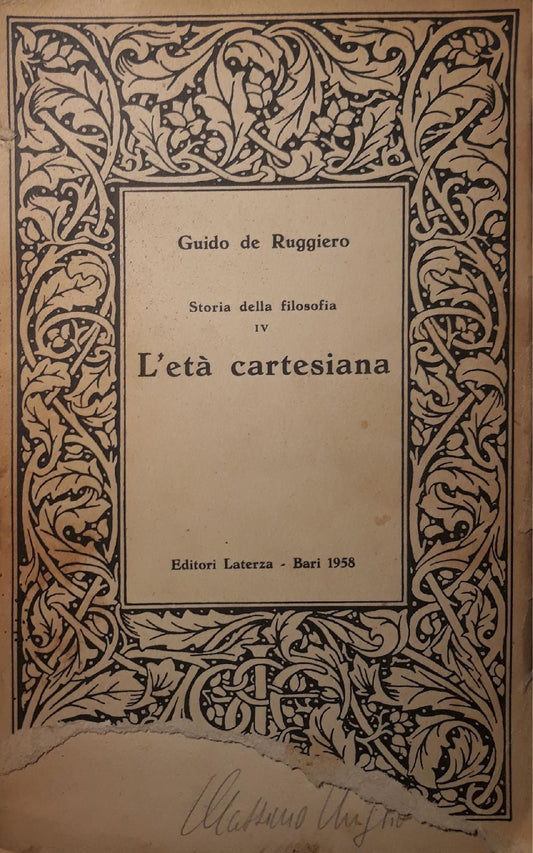 Storia della filosofia IV: l'età cartesiana - copertina