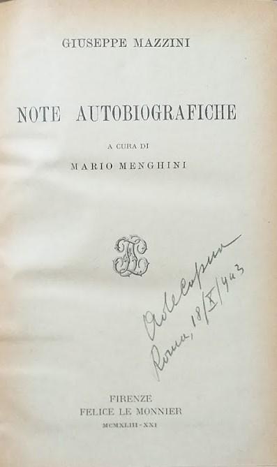 Note autobiografiche - copertina