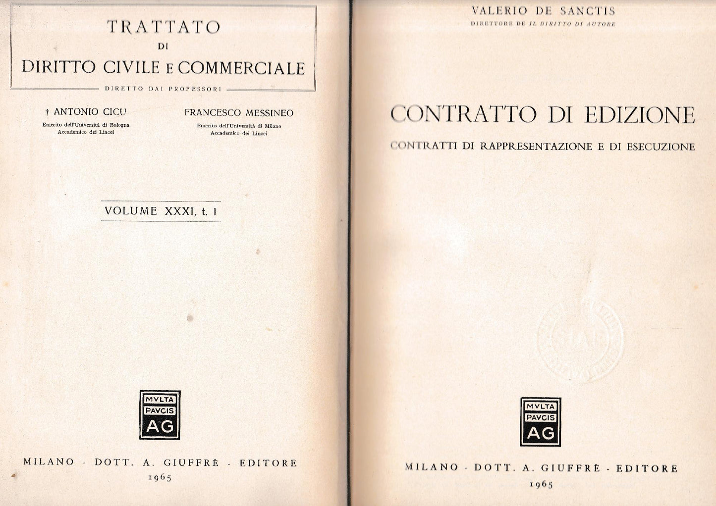 Contratto di edizione. Vol XXXI, t. 1 - copertina