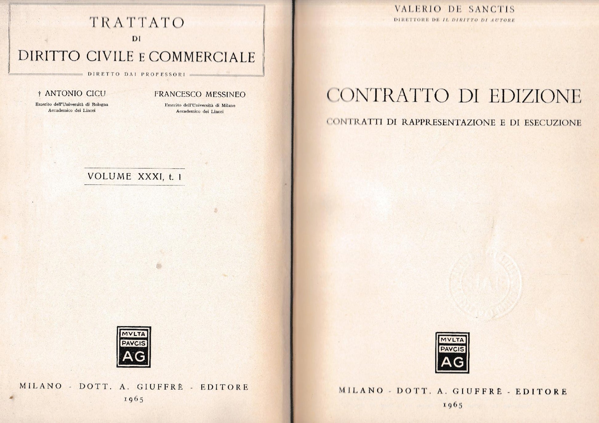 Contratto di edizione. Vol XXXI, t. 1 - copertina