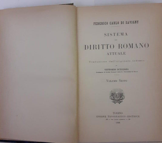 Sistema del diritto romano attuale Volume VI - copertina