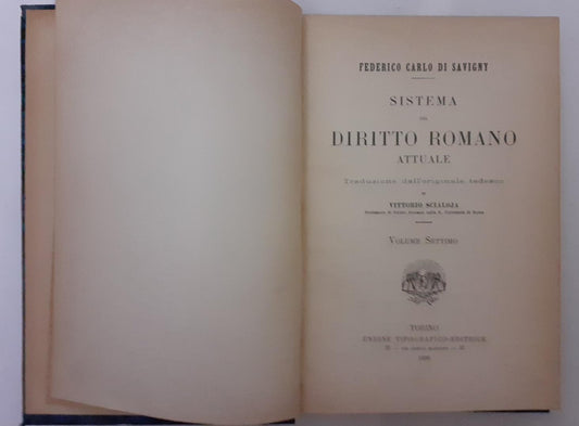 Sistema del diritto romano attuale Volume VII - copertina