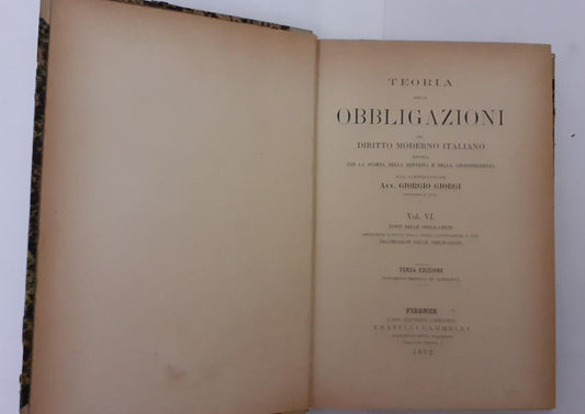 Teoria delle obbligazioni nel diritto moderno italiano - copertina