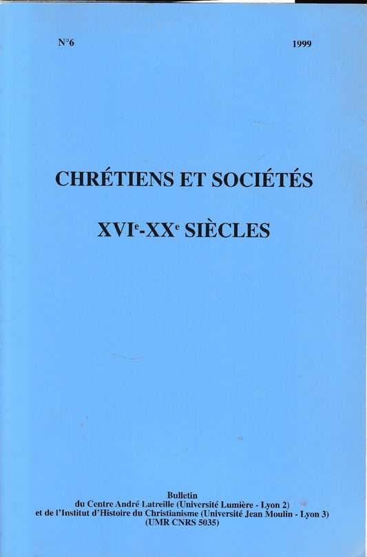 Chrètiens et sociètès XVI° -XX° siecles, n. 6 - copertina