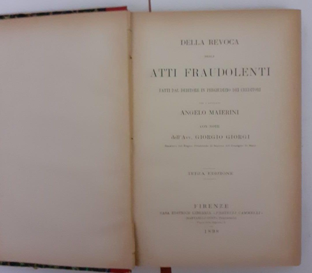 Della revoca degli atti fraudolenti - copertina