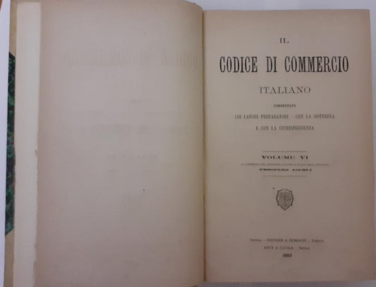 Il codice di commercio italiano Volume Vi - copertina