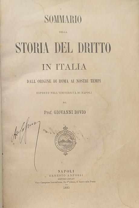 Sommario della storia del Diritto in Italia dall'origine di Roma ai nostri tempi - copertina