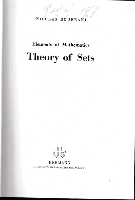 Elements of Mathematics. Theory of Sets - copertina