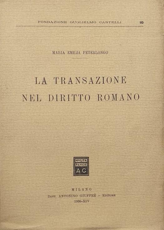 La transazione nel Diritto Romano - copertina