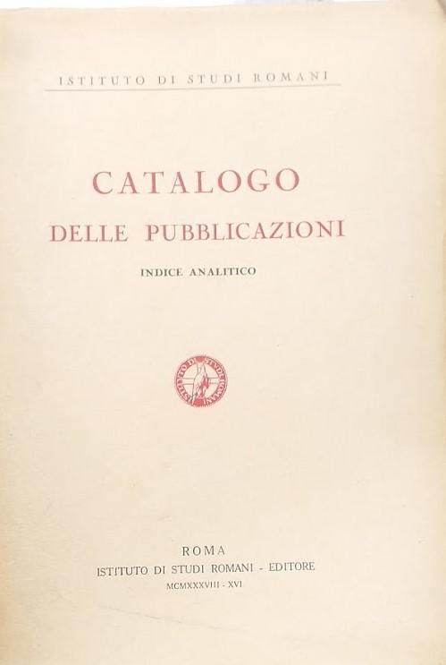 Catalogo delle pubblicazioni. Indice Analitico - copertina