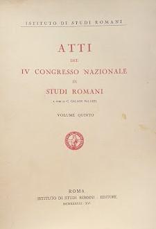 Atti del IV Congresso Nazionale di Studi Romani, vol. 5 - copertina