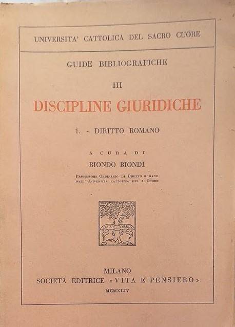Guide Bibliografiche  III Discipline Giuridiche, 1: Diritto Romano - copertina
