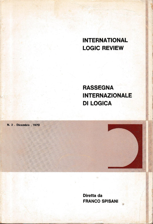 International Logic Review. Rassegna internazionale di logica. N. 2 - Dicembre 1970 - copertina