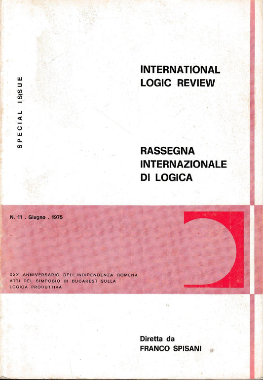 International Logic Review. Rassegna internazionale di logica. N. 11 - Giugno 1975 - copertina