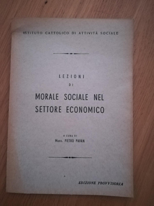 Lezioni di morale sociale nel settore economico - copertina