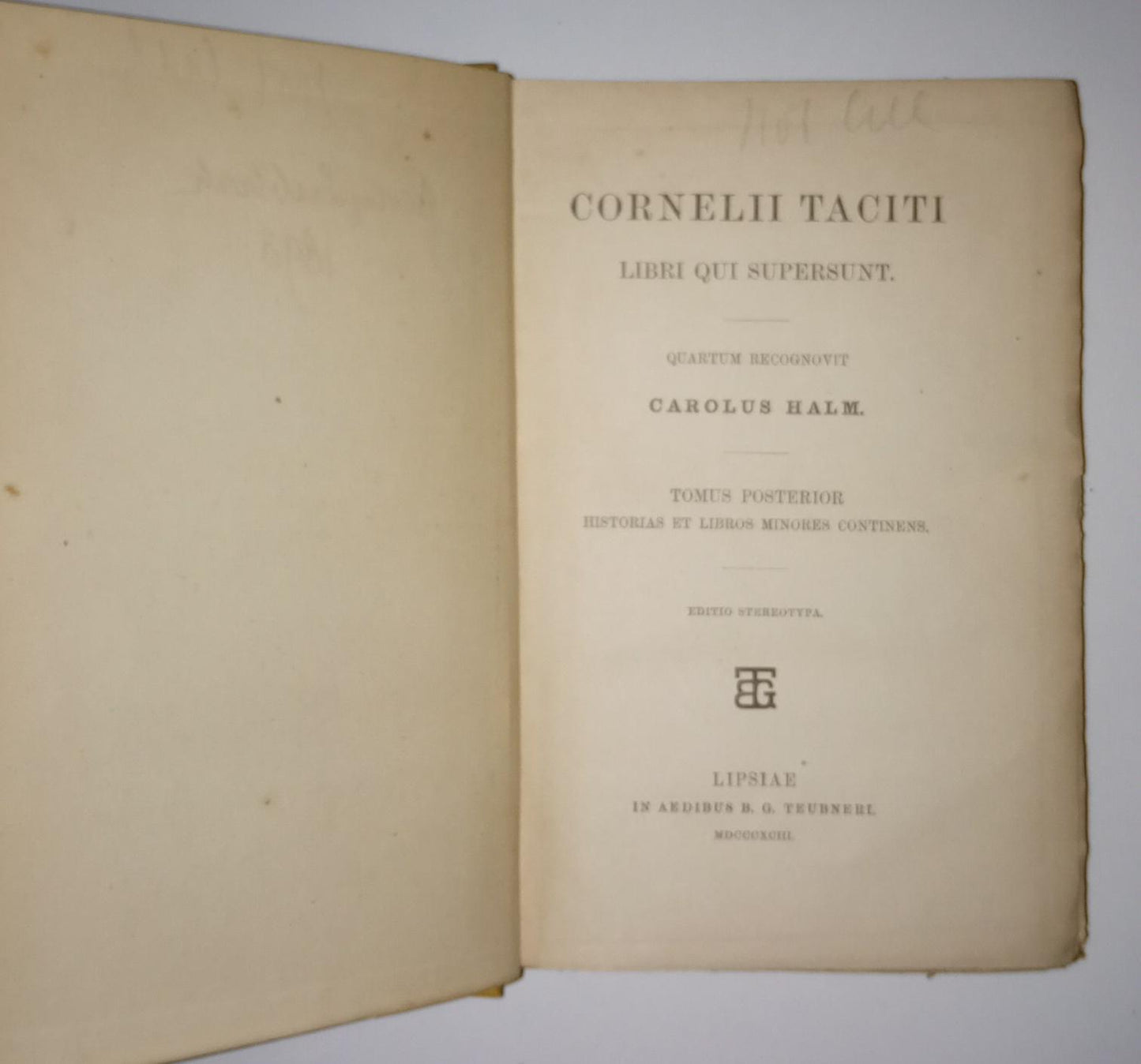Cornelii Taciti tomus posterior - copertina