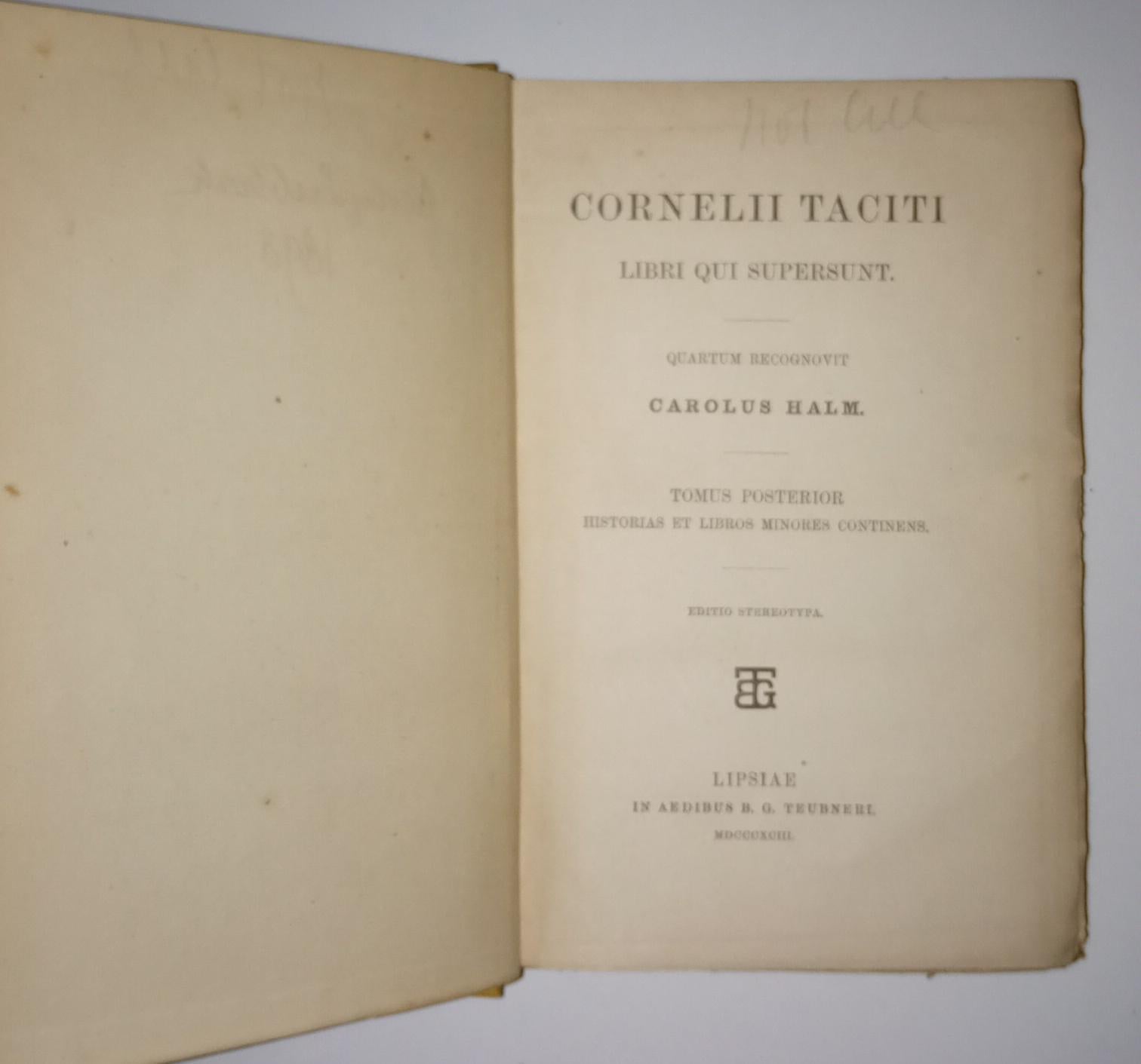 Cornelii Taciti tomus posterior - copertina