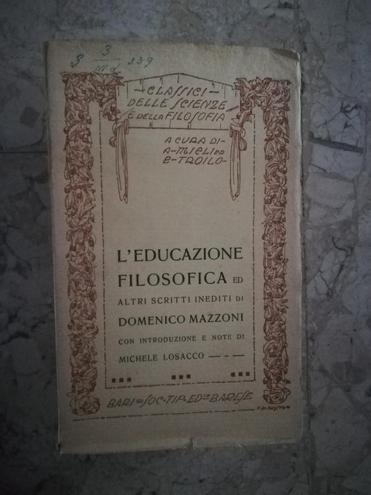 L'educazione filosofica ed altri scritti inediti - copertina