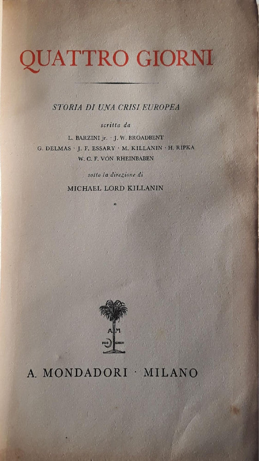 Quattro giorni storia di una crisi europea - copertina